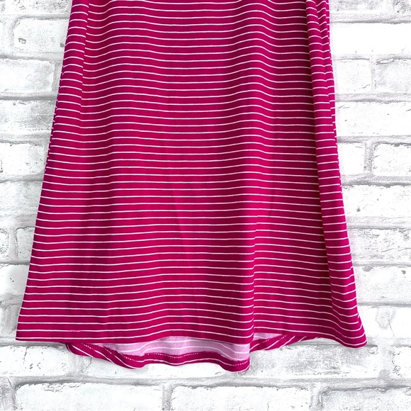 Btween Girls Berry White Stripes Cold Shoulder Short Sleeve Dress - Sz 8 (Girls) - Picture 3 of 7